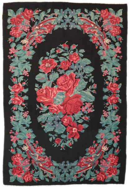  Oriental Rose Kelim Moldavia Rug 173X247 Black/Dark Red Wool, Moldova Carpetvista