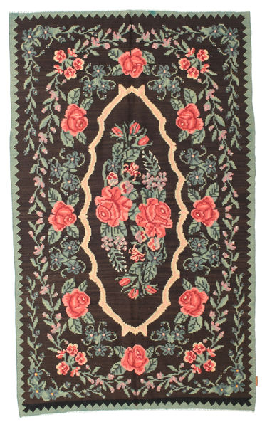 Rose Kelim Moldavia Rug 154X258 Black/Green Wool, Moldova Carpetvista