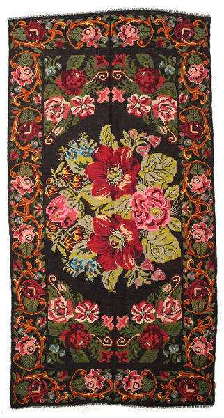 201X382 Rose Kelim Moldavia Rug Oriental Brown/Red (Wool, Moldova) Carpetvista