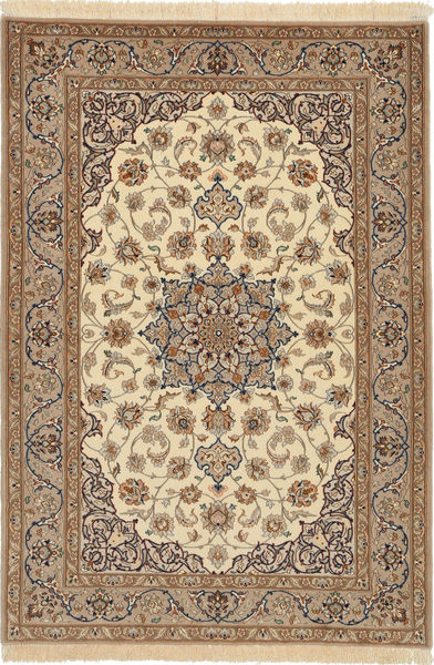  110X162 Isfahan Seidenkette Teppich Orange/Beige Persien/Iran Carpetvista