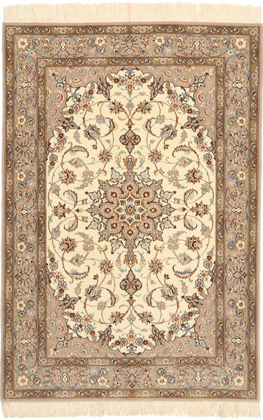  Perzisch Isfahan Zijden Pool Vloerkleed 110X160 Beige/Bruin (Wol, Perzië/Iran)