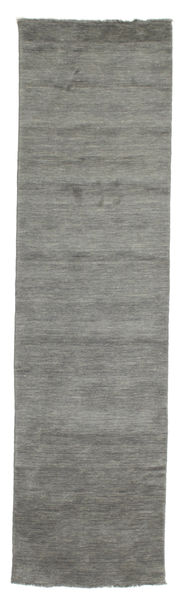  Wool Rug 80X300 Handloom Fringes Dark Grey Runner
 Small