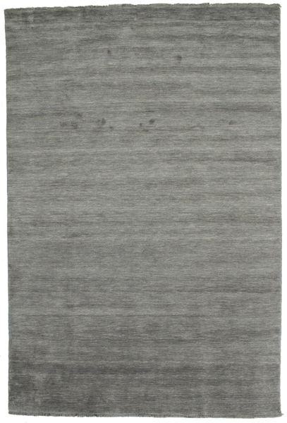  Wool Rug 200X300 Handloom Fringes Dark Grey