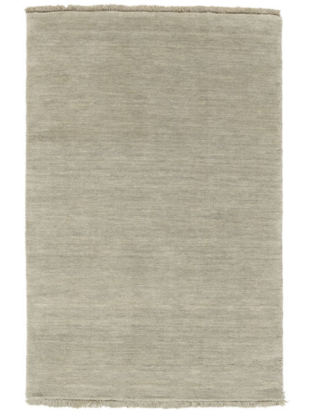 Handloom Fringes 140X200 Small Light Green/Grey Plain (Single Colored) Wool Rug 