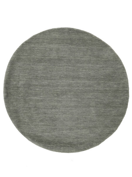Handloom Ø 200 Dark Grey Plain (Single Colored) Round Wool Rug