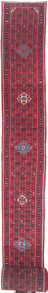 84X2325 絨毯 オリエンタル ホセイナバード 廊下 カーペット レッド (ウール, ペルシャ/イラン) Carpetvista