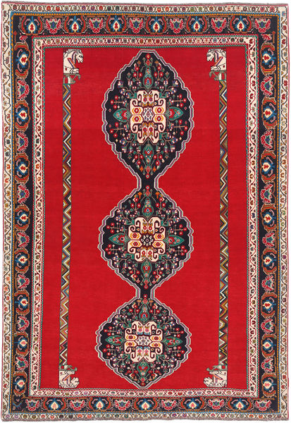 193X285 Dywan Orientalny Kaszkaj Fine Czerwony/Ciemno Różowy (Wełna, Persja/Iran) Carpetvista