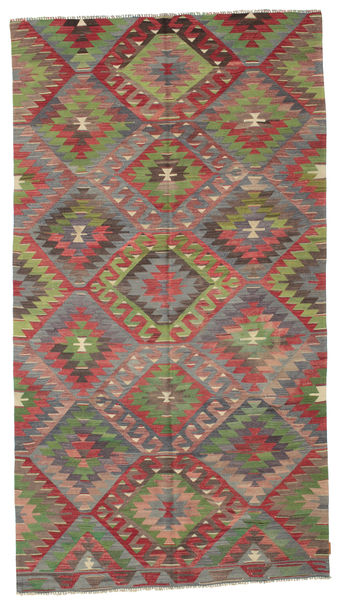  Orientalischer Kelim Vintage Türkei Teppich 164X301 Läufer Rot/Grün Wolle, Türkei Carpetvista