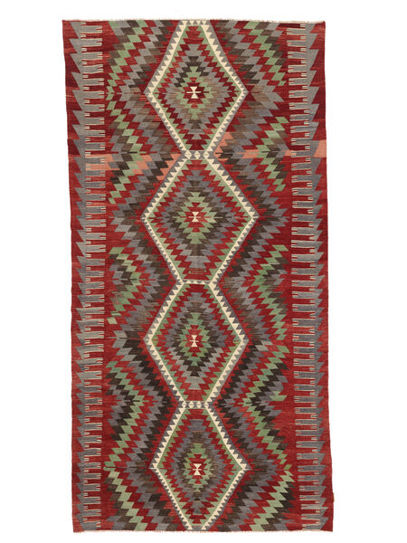 176X353 Tapete Kilim Vintage Turquia Oriental Passadeira Vermelho Escuro/Preto (Lã, Turquia) Carpetvista