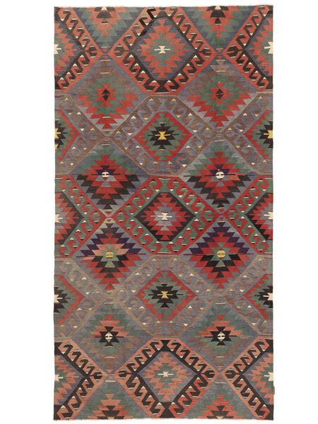  184X344 Kelim Vintage Türkei Teppich Braun/Dunkelrot Türkei Carpetvista