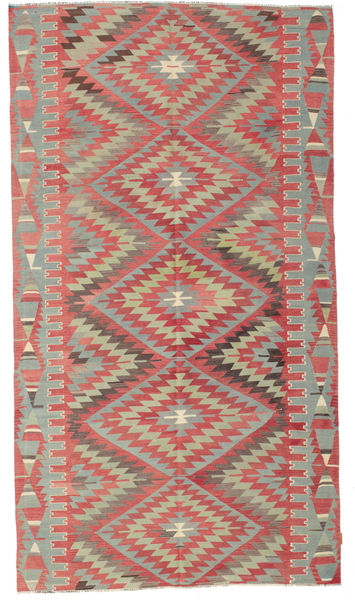 Kelim Vintage Türkei Teppich 177X320 Rot/Grün Wolle, Türkei Carpetvista