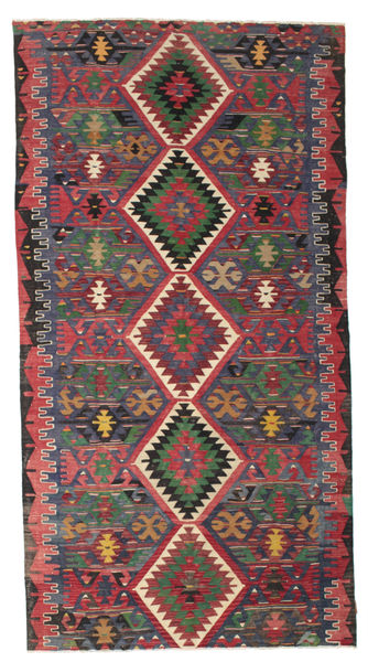 163X314 Tapete Oriental Kilim Vintage Turquia Vermelho/Cinza Escuro (Lã, Turquia) Carpetvista