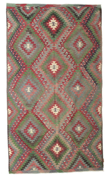 171X300 Tapete Oriental Kilim Vintage Turquia Vermelho/Verde (Lã, Turquia) Carpetvista