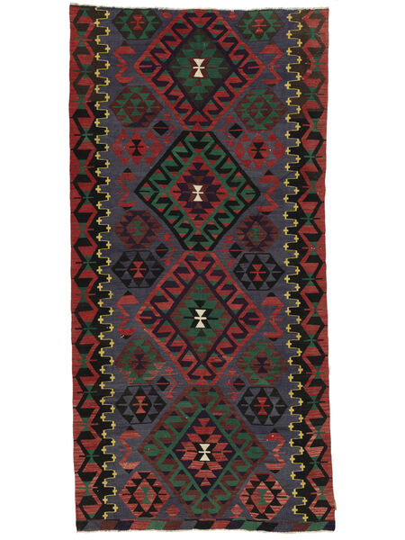  164X328 Kelim Vintage Turkki Matot Käytävämatto Matto Musta/Tummanpunainen Turkki Carpetvista