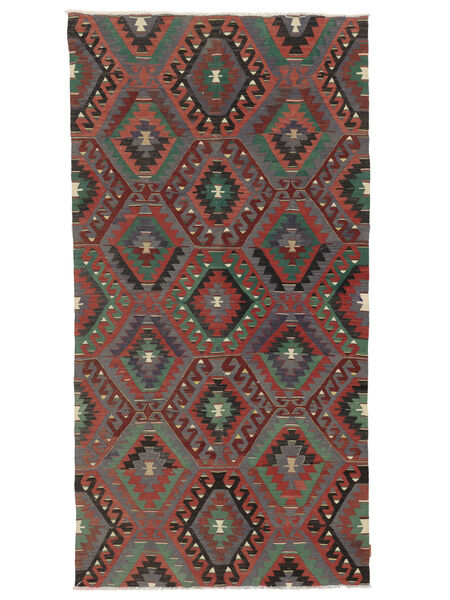 156X300 Alfombra Kilim Vintage Turquía Oriental De Pasillo Negro/Rojo Oscuro (Lana, Turquía) Carpetvista