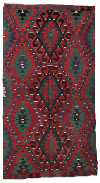 167X310 Kelim Vintage Turkki Matot Matto Itämainen Käytävämatto Tummanharmaa/Punainen (Villa, Turkki) Carpetvista