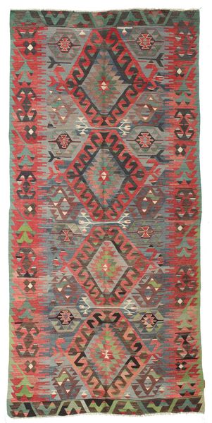  Kilim Vintage Turkish Rug 153X325 Vintage Wool Red/Brown Small Carpetvista