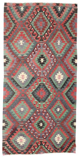 164X338 Tapis D'orient Kilim Vintage Turquie De Couloir Rouge/Gris (Laine, Turquie) Carpetvista
