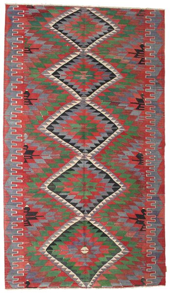 Kelim Vintage Tyrkiske Teppe 183X320 Rød/Grønn Ull, Tyrkia Carpetvista