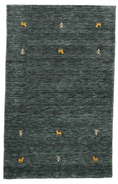  100X160 Small Gabbeh Loom Two Lines Rug - Dark Grey/Green Wool