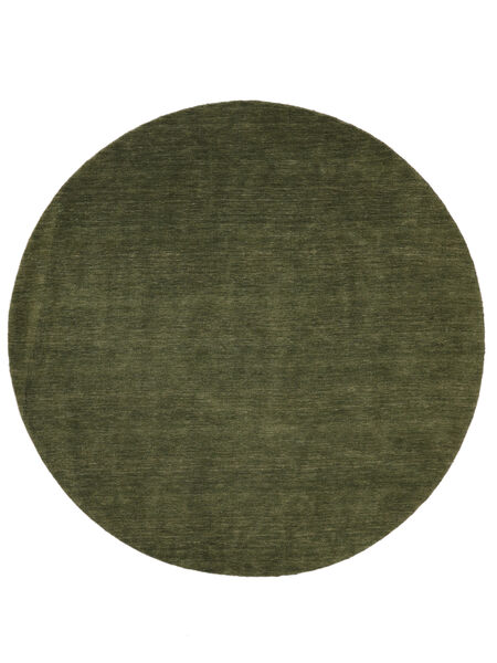  Ø 200 Plain (Single Colored) Handloom Rug - Green Wool