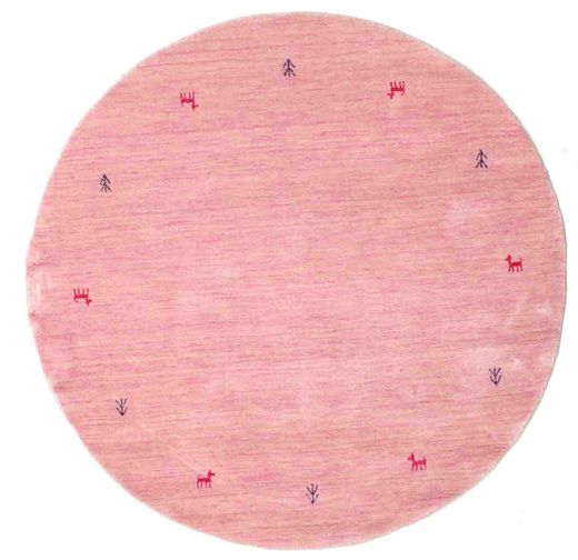 Gabbeh Loom Two Lines Ø 150 Small Pink Round Wool Rug