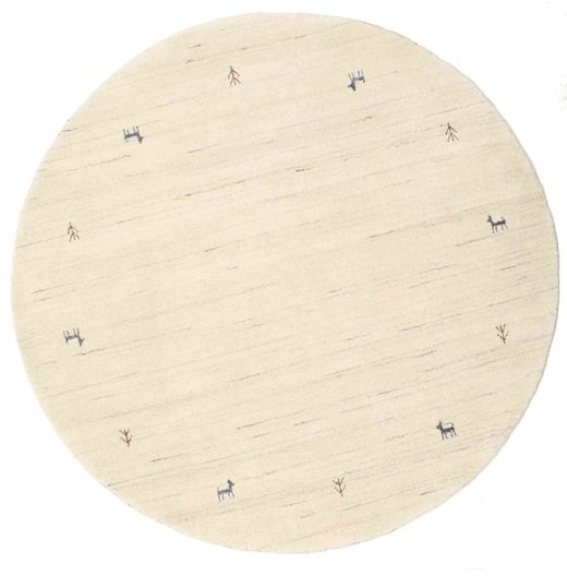Gabbeh Loom Two Lines Ø 150 Small Off White Round Wool Rug