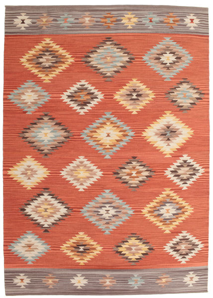 Kelim Denizli 160X230 Coral Red Wool Rug