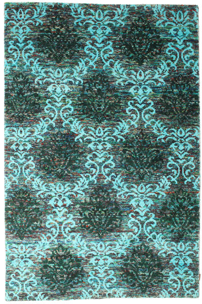 Kamala 190X290 ライトブルー/マルチカラー シルクカーペット 絨毯