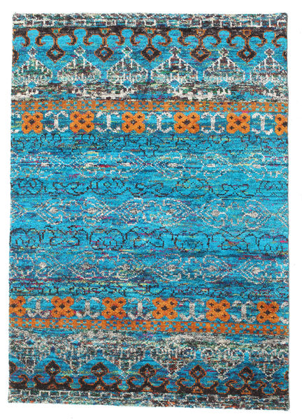  140X200 小 Quito 絨毯 - ターコイズ 絹