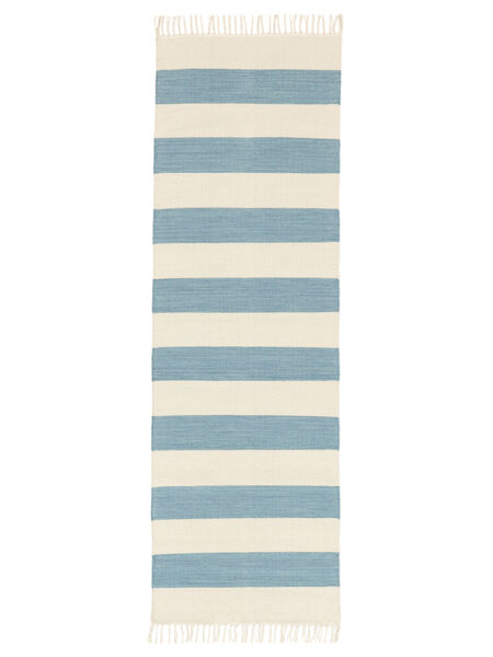 Cotton Stripe 80X250 Klein Hellblau Gestreift Läufer Baumwollteppich