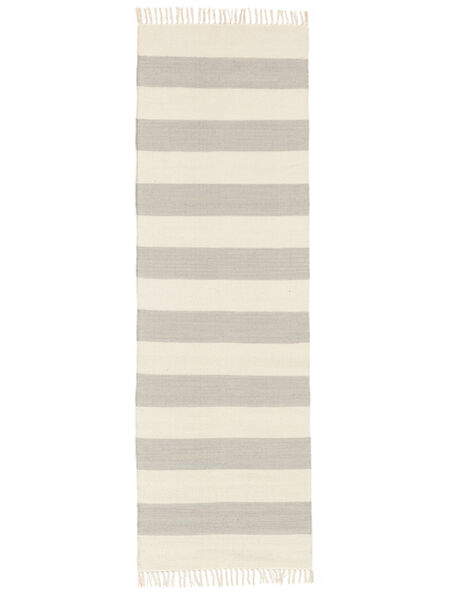  80X250 Cotton Stripe グレー/オフホワイト 廊下 絨毯 小 