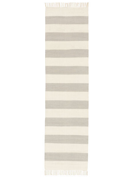  80X300 Paski Mały Cotton Stripe Dywan - Szary/Kość Słoniowa Bawełna