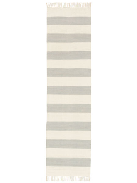 廊下 絨毯 80X300 綿 モダン コットン Stripe - グレー/オフホワイト