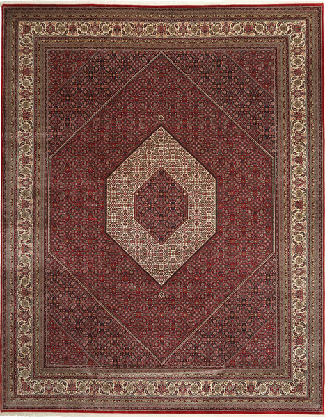 Tapete Oriental Bijar Indo 303X392 Castanho/Vermelho Grande (Lã, Índia)