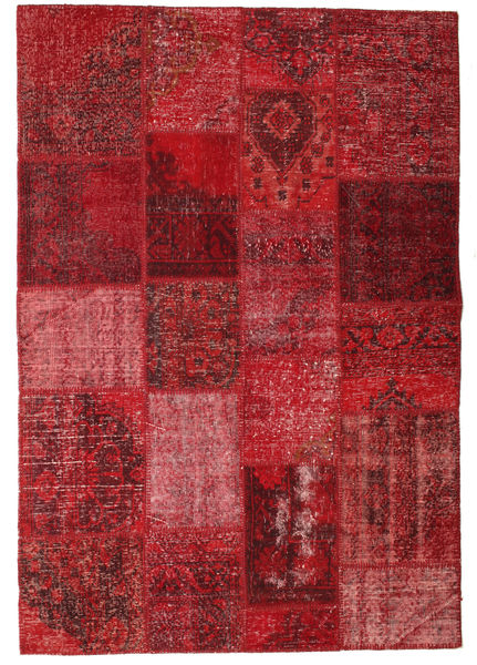 138X201 Koberec Patchwork Moderní Červená/Tmavě Červená (Vlna, Turecko) Carpetvista