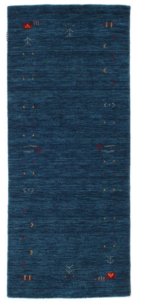  80X200 Pequeno Gabbeh Loom Frame Tapete - Azul Escuro Lã