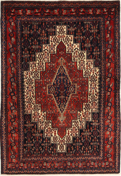 120X175 絨毯 センネ オリエンタル ブラック/ダークレッド (ウール, ペルシャ/イラン) Carpetvista