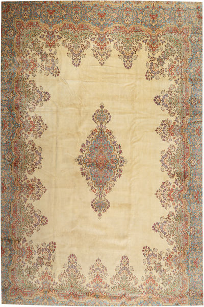 絨毯 ケルマン 405X605 ベージュ/オレンジ 大きな (ウール, ペルシャ/イラン)