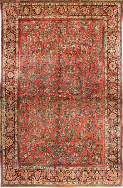 Tapis Sarough Fine 310X485 Marron/Rouge Grand (Laine, Perse/Iran)