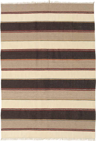  126X180 Striped Small Kilim Rug Wool, Carpetvista