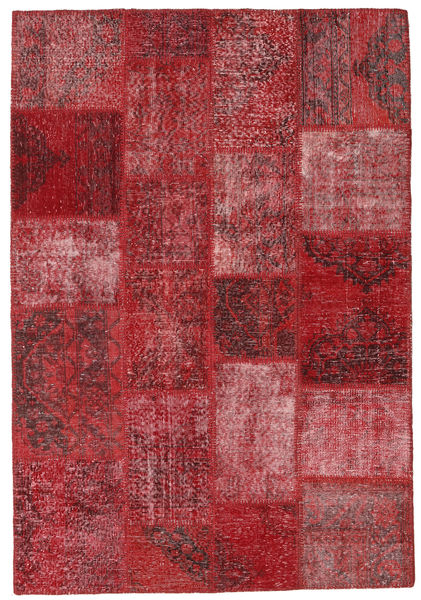  140X202 Patchwork Rug Red/Dark Red Turkey Carpetvista