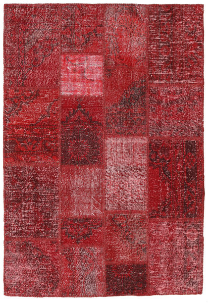  138X202 Patchwork Teppich Rot/Dunkelrot Türkei Carpetvista