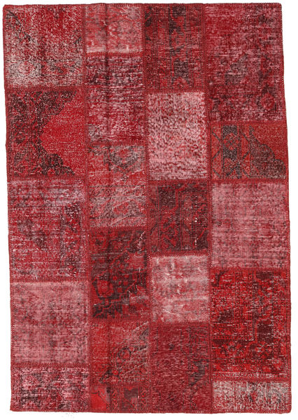  Patchwork Tapete 137X200 Lã Vermelho/Vermelho Escuro Pequeno Carpetvista