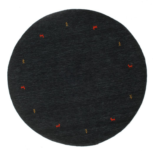 Gabbeh Loom Two Lines Ø 200 Black/Grey Round Wool Rug