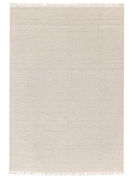  140X200 Plain (Single Colored) Small Melange Rug - Beige Wool