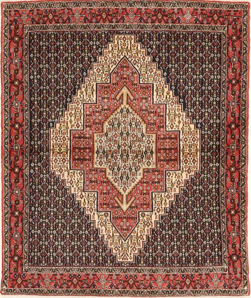 Senneh Rug Rug 122X147 Brown/Red Wool, Persia/Iran Carpetvista