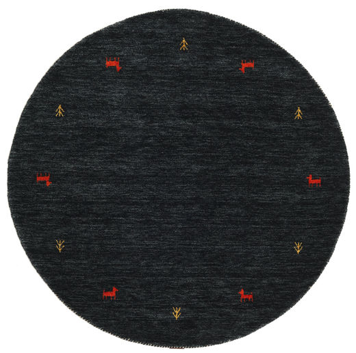  Ø 150 Small Gabbeh Loom Two Lines Rug - Black/Grey Wool
