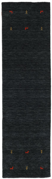 Gabbeh Loom Two Lines 80X250 Small Black/Grey Runner Wool Rug