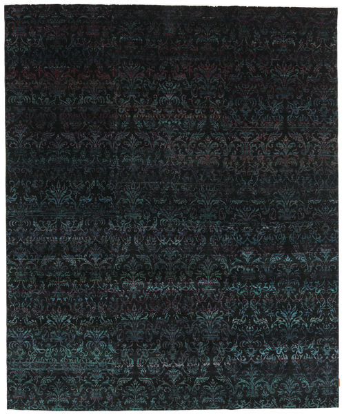 252X305 絨毯 Sari ピュア シルク モダン ブラック 大きな (絹, インド) Carpetvista